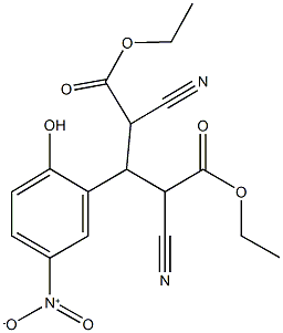 diethyl 2,4-dicyano-3-{2-hydroxy-5-nitrophenyl}pentanedioate Struktur