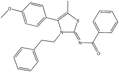 N-(4-(4-methoxyphenyl)-5-methyl-3-(2-phenylethyl)-1,3-thiazol-2(3H)-ylidene)benzamide Struktur