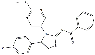 N-(4-(4-bromophenyl)-3-[2-(methylsulfanyl)-5-pyrimidinyl]-1,3-thiazol-2(3H)-ylidene)benzamide Struktur