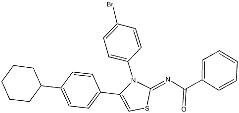 N-(3-(4-bromophenyl)-4-(4-cyclohexylphenyl)-1,3-thiazol-2(3H)-ylidene)benzamide Struktur