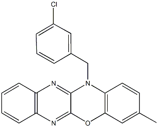 12-(3-chlorobenzyl)-3-methyl-12H-quinoxalino[2,3-b][1,4]benzoxazine Struktur