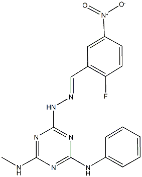 2-fluoro-5-nitrobenzaldehyde [4-anilino-6-(methylamino)-1,3,5-triazin-2-yl]hydrazone Struktur