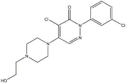 4-chloro-2-(3-chlorophenyl)-5-[4-(2-hydroxyethyl)-1-piperazinyl]-3(2H)-pyridazinone Struktur