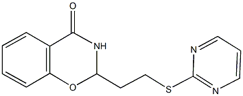 2-[2-(2-pyrimidinylsulfanyl)ethyl]-2,3-dihydro-4H-1,3-benzoxazin-4-one Struktur