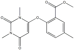 methyl 2-[(1,3-dimethyl-2,6-dioxo-1,2,3,6-tetrahydro-4-pyrimidinyl)oxy]-5-methylbenzoate Struktur