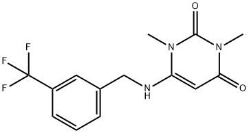 1,3-dimethyl-6-{[3-(trifluoromethyl)benzyl]amino}-2,4(1H,3H)-pyrimidinedione Struktur