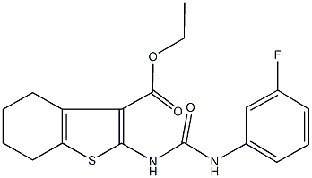 ethyl 2-{[(3-fluoroanilino)carbonyl]amino}-4,5,6,7-tetrahydro-1-benzothiophene-3-carboxylate Struktur