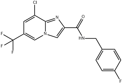 8-chloro-N-(4-fluorobenzyl)-6-(trifluoromethyl)imidazo[1,2-a]pyridine-2-carboxamide Struktur