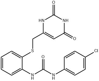 N-(4-chlorophenyl)-N'-(2-{[(2,6-dioxo-1,2,3,6-tetrahydro-4-pyrimidinyl)methyl]sulfanyl}phenyl)urea Struktur