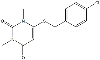 6-[(4-chlorobenzyl)sulfanyl]-1,3-dimethyl-2,4(1H,3H)-pyrimidinedione Struktur