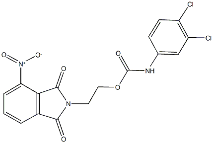 2-{4-nitro-1,3-dioxo-1,3-dihydro-2H-isoindol-2-yl}ethyl 3,4-dichlorophenylcarbamate Struktur