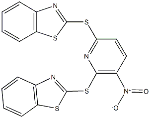 2-({6-(1,3-benzothiazol-2-ylsulfanyl)-3-nitro-2-pyridinyl}sulfanyl)-1,3-benzothiazole Struktur