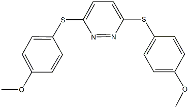 3,6-bis[(4-methoxyphenyl)sulfanyl]pyridazine Struktur