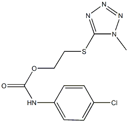 2-[(1-methyl-1H-tetraazol-5-yl)sulfanyl]ethyl 4-chlorophenylcarbamate Struktur