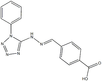 4-[2-(1-phenyl-1H-tetraazol-5-yl)carbohydrazonoyl]benzoic acid Struktur