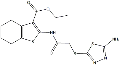 ethyl 2-({[(5-amino-1,3,4-thiadiazol-2-yl)sulfanyl]acetyl}amino)-4,5,6,7-tetrahydro-1-benzothiophene-3-carboxylate Struktur