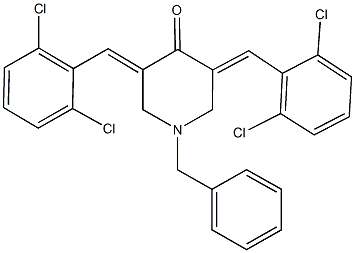 1-benzyl-3,5-bis(2,6-dichlorobenzylidene)-4-piperidinone Struktur