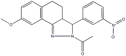 2-acetyl-3-{3-nitrophenyl}-8-methoxy-3,3a,4,5-tetrahydro-2H-benzo[g]indazole Struktur