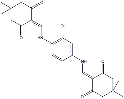 2-[(4-{[(4,4-dimethyl-2,6-dioxocyclohexylidene)methyl]amino}-2-hydroxyanilino)methylene]-5,5-dimethyl-1,3-cyclohexanedione Struktur