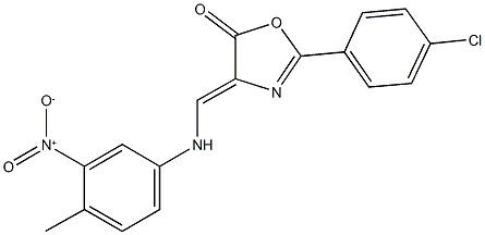 2-(4-chlorophenyl)-4-({3-nitro-4-methylanilino}methylene)-1,3-oxazol-5(4H)-one Struktur