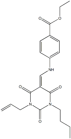 ethyl 4-{[(1-allyl-3-butyl-2,4,6-trioxotetrahydro-5(2H)-pyrimidinylidene)methyl]amino}benzoate Struktur