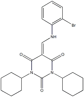 5-[(2-bromoanilino)methylene]-1,3-dicyclohexyl-2,4,6(1H,3H,5H)-pyrimidinetrione Struktur