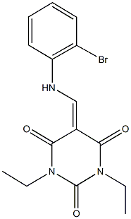 5-[(2-bromoanilino)methylene]-1,3-diethyl-2,4,6(1H,3H,5H)-pyrimidinetrione Struktur