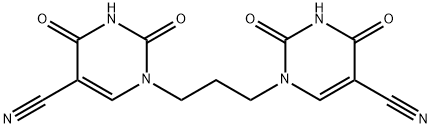 1-[3-(5-cyano-2,4-dioxo-3,4-dihydro-1(2H)-pyrimidinyl)propyl]-2,4-dioxo-1,2,3,4-tetrahydro-5-pyrimidinecarbonitrile Struktur