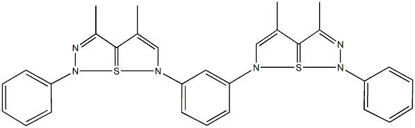 6-[3-(3,4-dimethyl-1-phenyl-7lambda~4~-isothiazolo[5,1-e][1,2,3]thiadiazol-6(1H)-yl)phenyl]-3,4-dimethyl-1-phenyl-1,6-dihydro-7lambda~4~-isothiazolo[5,1-e][1,2,3]thiadiazole Struktur