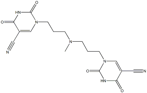 1-{3-[[3-(5-cyano-2,4-dioxo-3,4-dihydro-1(2H)-pyrimidinyl)propyl](methyl)amino]propyl}-2,4-dioxo-1,2,3,4-tetrahydro-5-pyrimidinecarbonitrile Struktur