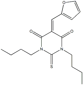 1,3-dibutyl-5-(2-furylmethylene)-2-thioxodihydro-4,6(1H,5H)-pyrimidinedione Struktur