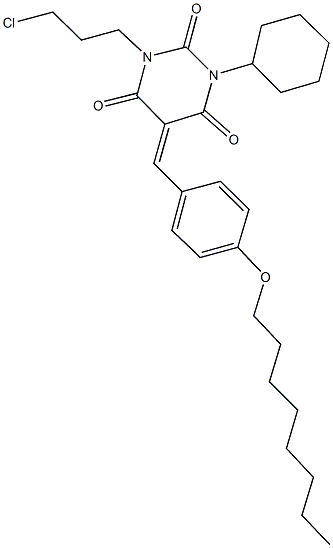 1-(3-chloropropyl)-3-cyclohexyl-5-[4-(octyloxy)benzylidene]-2,4,6(1H,3H,5H)-pyrimidinetrione Struktur