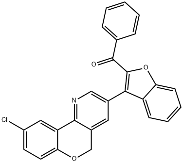 [3-(9-chloro-5H-chromeno[4,3-b]pyridin-3-yl)-1-benzofuran-2-yl](phenyl)methanone Struktur