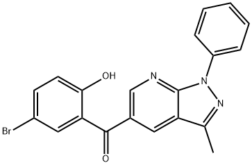 (5-bromo-2-hydroxyphenyl)(3-methyl-1-phenyl-1H-pyrazolo[3,4-b]pyridin-5-yl)methanone Struktur