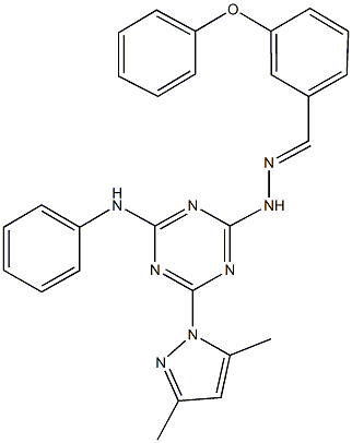 3-phenoxybenzaldehyde [4-anilino-6-(3,5-dimethyl-1H-pyrazol-1-yl)-1,3,5-triazin-2-yl]hydrazone Struktur