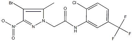 2-{4-bromo-3-nitro-5-methyl-1H-pyrazol-1-yl}-N-[2-chloro-5-(trifluoromethyl)phenyl]acetamide Struktur