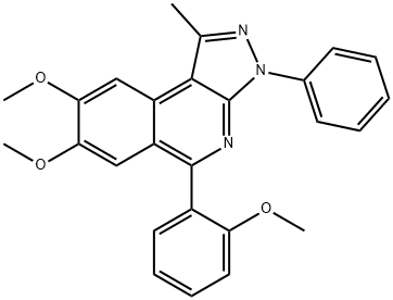 7,8-dimethoxy-5-(2-methoxyphenyl)-1-methyl-3-phenyl-3H-pyrazolo[3,4-c]isoquinoline Struktur