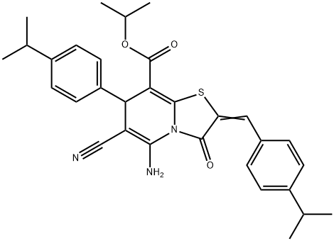 isopropyl 5-amino-6-cyano-2-(4-isopropylbenzylidene)-7-(4-isopropylphenyl)-3-oxo-2,3-dihydro-7H-[1,3]thiazolo[3,2-a]pyridine-8-carboxylate Struktur