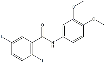 N-(3,4-dimethoxyphenyl)-2,5-diiodobenzamide Struktur