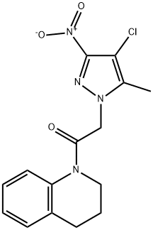 1-({4-chloro-3-nitro-5-methyl-1H-pyrazol-1-yl}acetyl)-1,2,3,4-tetrahydroquinoline Struktur