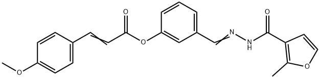 3-[2-(2-methyl-3-furoyl)carbohydrazonoyl]phenyl 3-(4-methoxyphenyl)acrylate Struktur