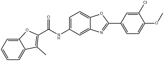 N-[2-(3-chloro-4-methoxyphenyl)-1,3-benzoxazol-5-yl]-3-methyl-1-benzofuran-2-carboxamide Struktur