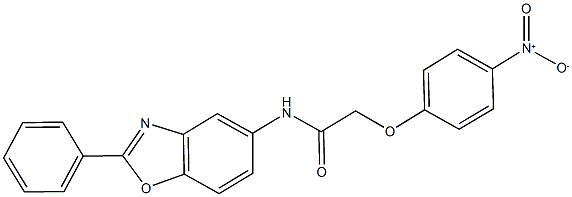 2-{4-nitrophenoxy}-N-(2-phenyl-1,3-benzoxazol-5-yl)acetamide Struktur