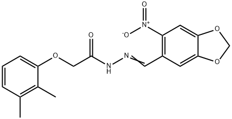 2-(2,3-dimethylphenoxy)-N'-({6-nitro-1,3-benzodioxol-5-yl}methylene)acetohydrazide Struktur