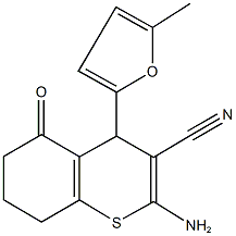 2-amino-4-(5-methyl-2-furyl)-5-oxo-5,6,7,8-tetrahydro-4H-thiochromene-3-carbonitrile Struktur