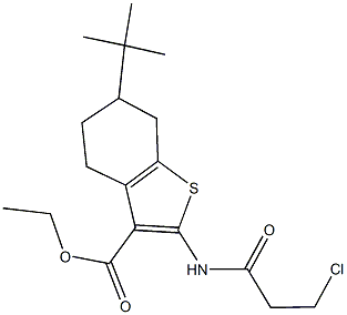 ethyl 6-tert-butyl-2-[(3-chloropropanoyl)amino]-4,5,6,7-tetrahydro-1-benzothiophene-3-carboxylate Struktur