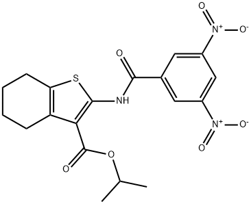 isopropyl 2-({3,5-bisnitrobenzoyl}amino)-4,5,6,7-tetrahydro-1-benzothiophene-3-carboxylate Struktur