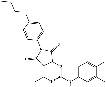 2,5-dioxo-1-(4-propoxyphenyl)-3-pyrrolidinyl N'-(3,4-dimethylphenyl)-N-ethylimidothiocarbamate Struktur