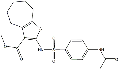 methyl 2-({[4-(acetylamino)phenyl]sulfonyl}amino)-5,6,7,8-tetrahydro-4H-cyclohepta[b]thiophene-3-carboxylate Struktur