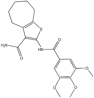 2-[(3,4,5-trimethoxybenzoyl)amino]-5,6,7,8-tetrahydro-4H-cyclohepta[b]thiophene-3-carboxamide Struktur